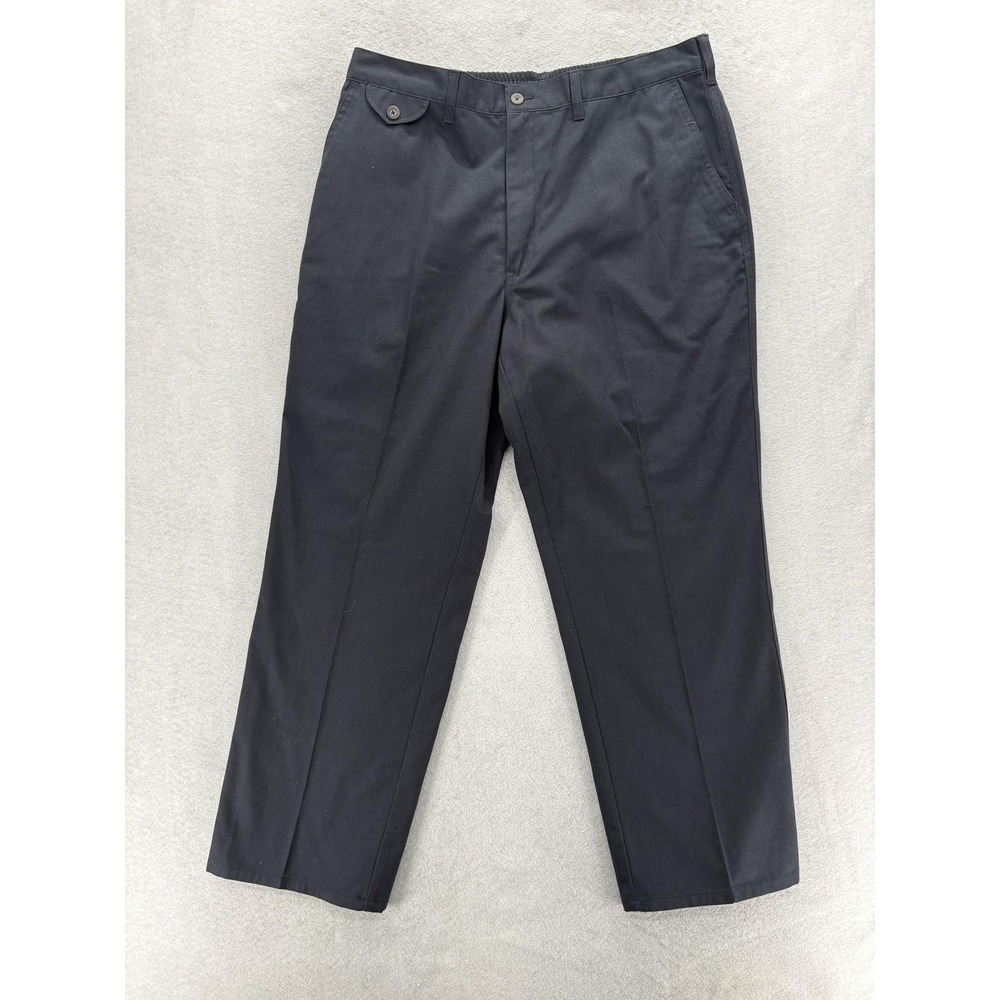 Vintage Towncraft Wrinkle Free Chino Pants Mens 38x29 Black Relaxed Fit Elastic